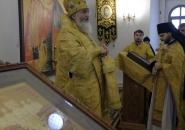 Преосвященнейший Мстислав, епископ Тихвинский и Лодейнопольский, совершил Божественную Литургию в Тихвинском Богородичном Успенском монастыре